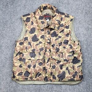 Vintage St Moritz Vest Mens Large Frog Skin Duck Camo Puffer Hunting Outdoor 80s